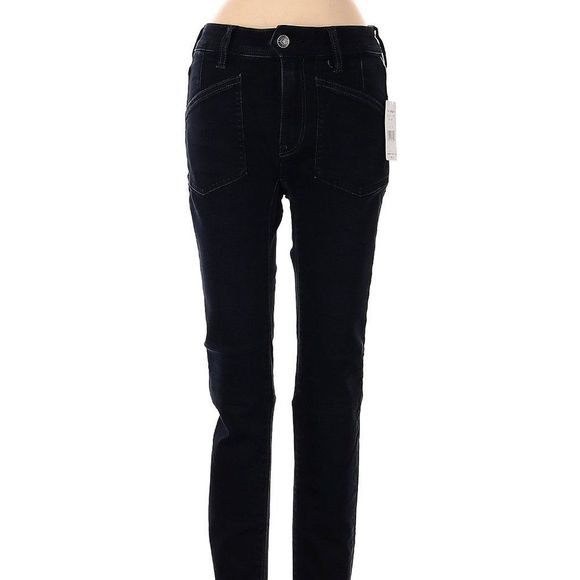 Blue Black Free People Ivy Mid Rise Released Hem Skinny Jeans - Picture 12 of 13